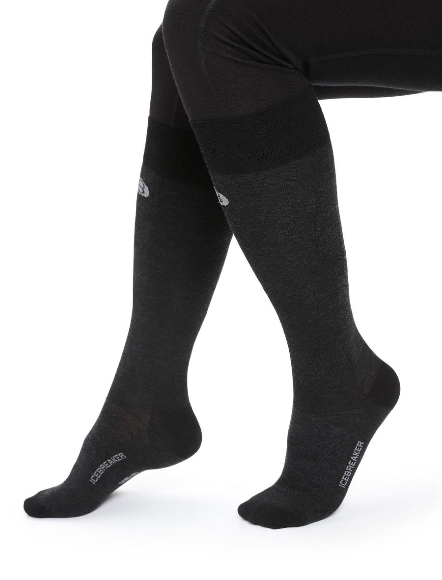 Black Women's Icebreaker Merino Snow Liner Over the Calf Socks | USA 1421NWYB